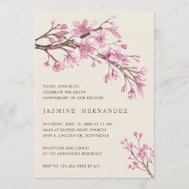 Elegant Pink Cherry Blossom Death Jubileum Kaart