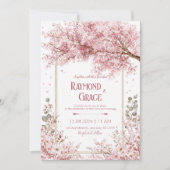 Elegant Pink Cherry Blossom Eucalyptus Gold Frame Kaart (Voorkant)