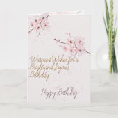 	Elegant Pink Cherry Blossom Floral Happy Birthday Kaart (Voorkant)