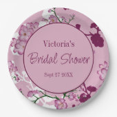 Elegant Pink Cherry Blossom Vrijgezellenfeest Papieren Bordje (Voorkant)