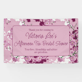 Elegant Pink Cherry Blossom Vrijgezellenfeest Spandoek