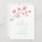 Elegant Pink Cherry Blossom Watercolor Wedding  Kaart (Voorkant)