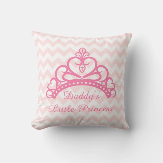 Elegant Pink Chevron, papa Little Princess, Tiara Kussen (Voorkant)
