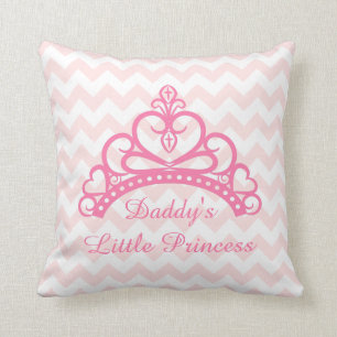 Elegant Pink Chevron, papa Little Princess, Tiara Kussen