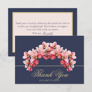 Elegant Pink Chic Orchid Bridal Shower Thank You Bedankkaart