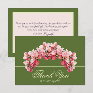 Elegant Pink Chic Orchid Bridal Shower Thank You Bedankkaart