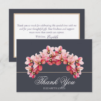 Elegant Pink Chic Orchid Bridal Shower Thank You Bedankkaart