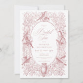 Elegant Pink Chinoiserie Nature Birds Bridal Tea Kaart (Voorkant)