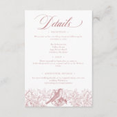 Elegant Pink Chinoiserie Nature & Birds Wedding Informatiekaartje (Voorkant)