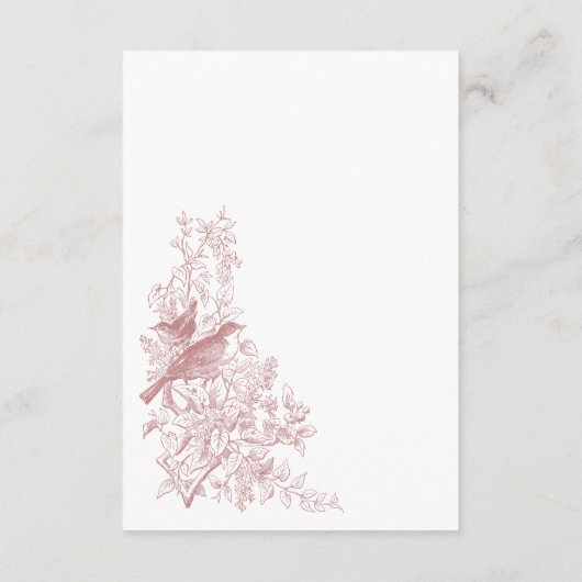Elegant Pink Chinoiserie Nature & Birds Wedding Informatiekaartje (Achterkant)