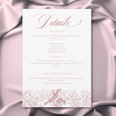 Elegant Pink Chinoiserie Nature & Birds Wedding Informatiekaartje