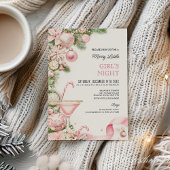 Elegant Pink Christmas Girls Night Invitation  Kaart