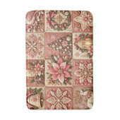Elegant Pink Christmas Patchwork Blanket Badmat (Voorkant Verticaal)