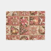 Elegant Pink Christmas Patchwork Blanket Fleece Deken (Voorkant (Horizontaal))