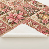 Elegant Pink Christmas Patchwork Blanket Sherpa Deken (3/4)