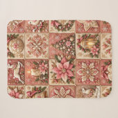 Elegant Pink Christmas Patchwork Blanket Sherpa Deken (Voorkant (horizontaal))