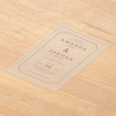 Elegant Pink Classic Wedding Invitation Acryl Uitnodigingen (Laagn)