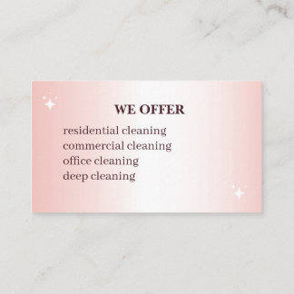 Elegant Pink Cleaning Service Business Card  Visitekaartje