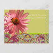 Elegant Pink ConeFlower Paisley Wedding Invitation Uitnodiging Briefkaart (Achterkant)