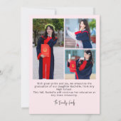 Elegant Pink Coquette Bow 5 Photo Graduation  Aankondiging (Achterkant)