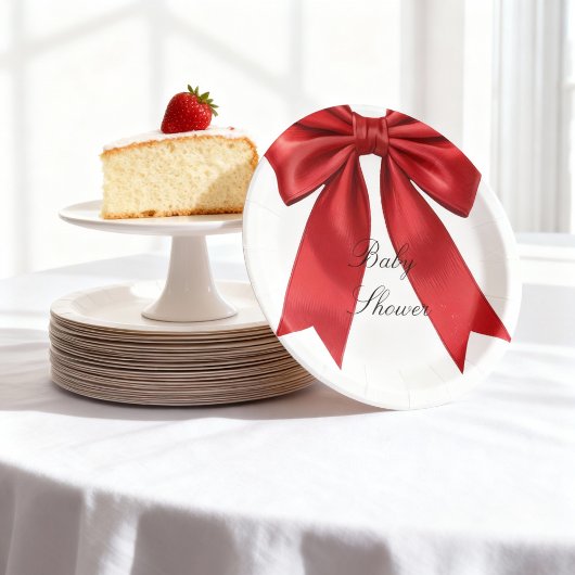 Elegant Pink Coquette Bow Baby Shower Girl  Papieren Bordje