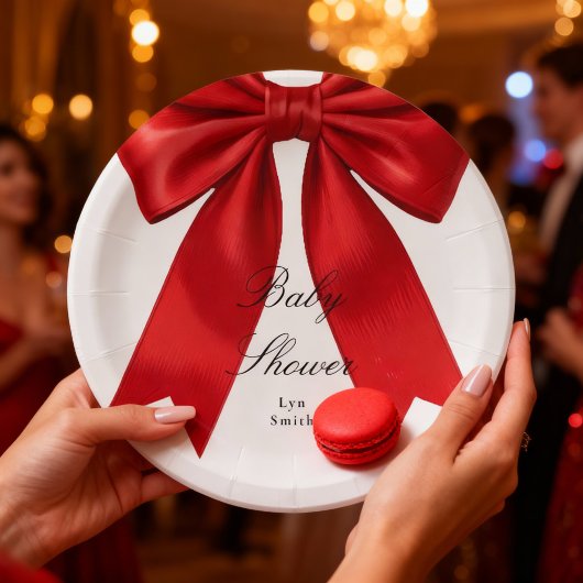 Elegant Pink Coquette Bow Baby Shower Girl Papieren Bordje