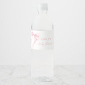 Elegant Pink Coquette Bow Girl Baby Shower Waterfles Etiket (Voorkant)