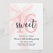 Elegant Pink Coquette Bow Sweet 16 Birthday Kaart (Voorkant)