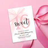 Elegant Pink Coquette Bow Sweet 16 Birthday Kaart