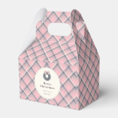 Elegant Pink Coquette Xmas Wreath Preppy Plaid Bedankdoosjes (Achterkant)