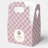 Elegant Pink Coquette Xmas Wreath Preppy Plaid Bedankdoosjes (Geopend)