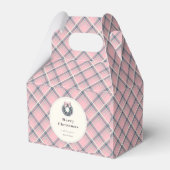 Elegant Pink Coquette Xmas Wreath Preppy Plaid Bedankdoosjes (Voorkant Zijde)