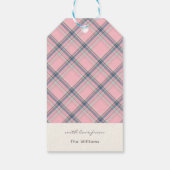 Elegant Pink Coquette Xmas Wreath Preppy Plaid Cadeaulabel (Achterkant)