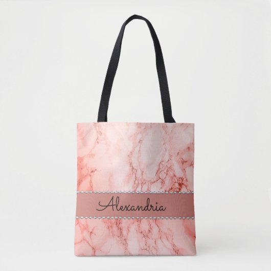 Elegant Pink Coral Marble Canvas tas (Voorkant)