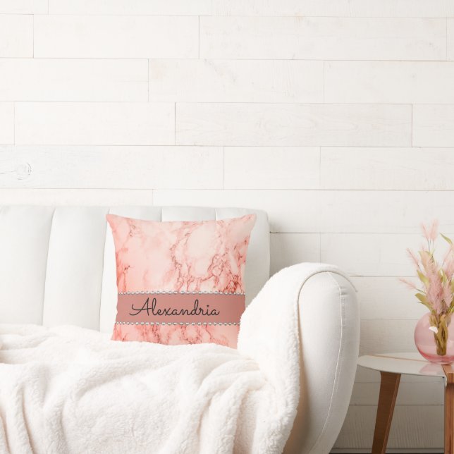 Elegant Pink Coral Marble Sierkussen (Bank)