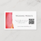Elegant Pink Coral QR Wedding Website Kaart Visitekaartje (Voorkant)
