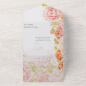Elegant Pink Coral Secret Roos Garden Weddenschap All In One Uitnodiging (Buitenkant)