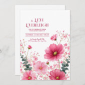 Elegant Pink Cosmos Eucalyptus Watercolor Kaart (Voorkant / Achterkant)