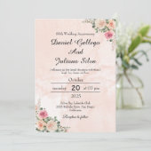 Elegant Pink Cream Floral Wedding Anniversary Kaart (Staand voorkant)