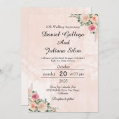 Elegant Pink Cream Floral Wedding Anniversary Kaart (Voorkant / Achterkant)
