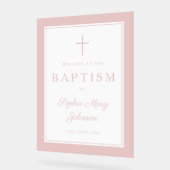 Elegant Pink Cross Girl Baptism Welcome Acryl Bord (Hoek)
