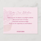 Elegant Pink Cupcake Cookie Care Instructions Bedankkaart (Voorkant)