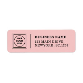 Elegant Pink Custom Logo Business Address Design Etiket