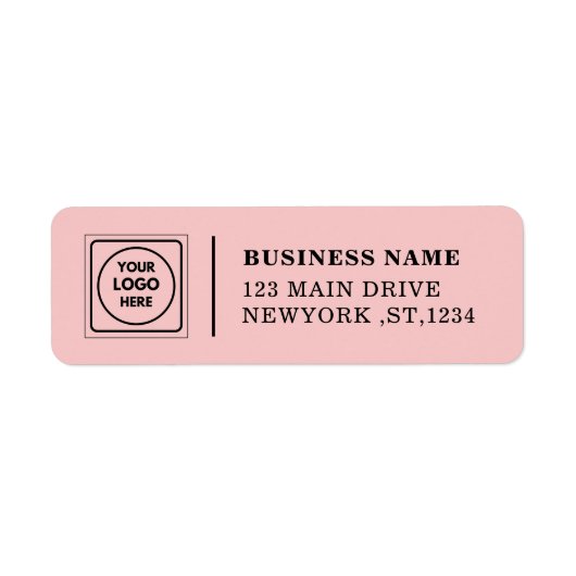 Elegant Pink Custom Logo Business Address Design Etiket (Voorkant)