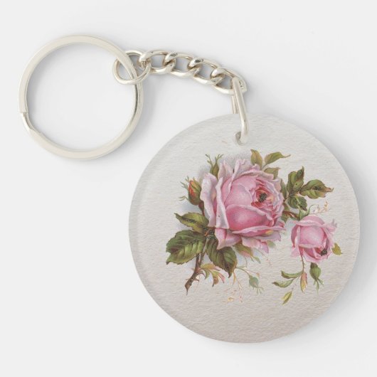 Elegant Pink  Cute Roos Sleutelhanger (Voorkant)