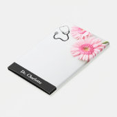 Elegant Pink Daisy Doctor stethoscoop Post-it® Notes (Schuin)