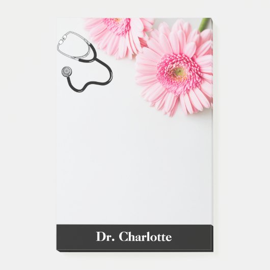 Elegant Pink Daisy Doctor stethoscoop Post-it® Notes (Voorkant)