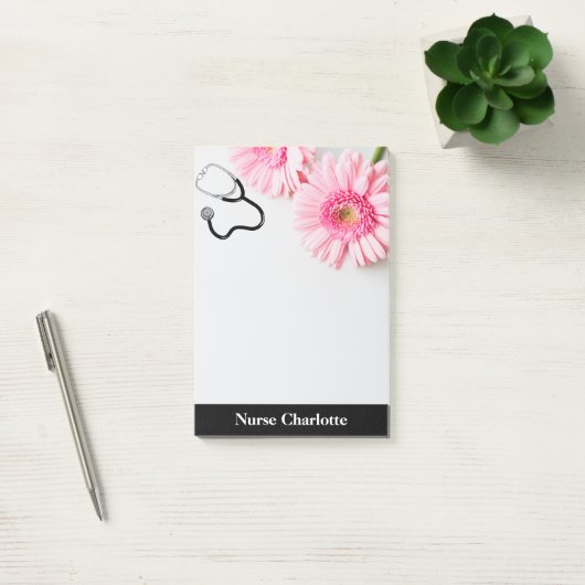 Elegant Pink Daisy Nurse Post-it® Notes (Kantoor)