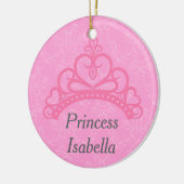 Elegant Pink Damask, prinses Tiara Keramisch Ornament (Links)