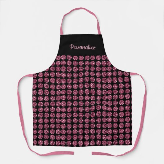 Elegant Pink Diamond Gem Girly Pattern Apron Schort (Voorkant)